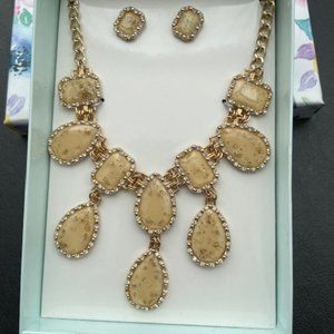 K & M Accessories necklace and pierced earrings set